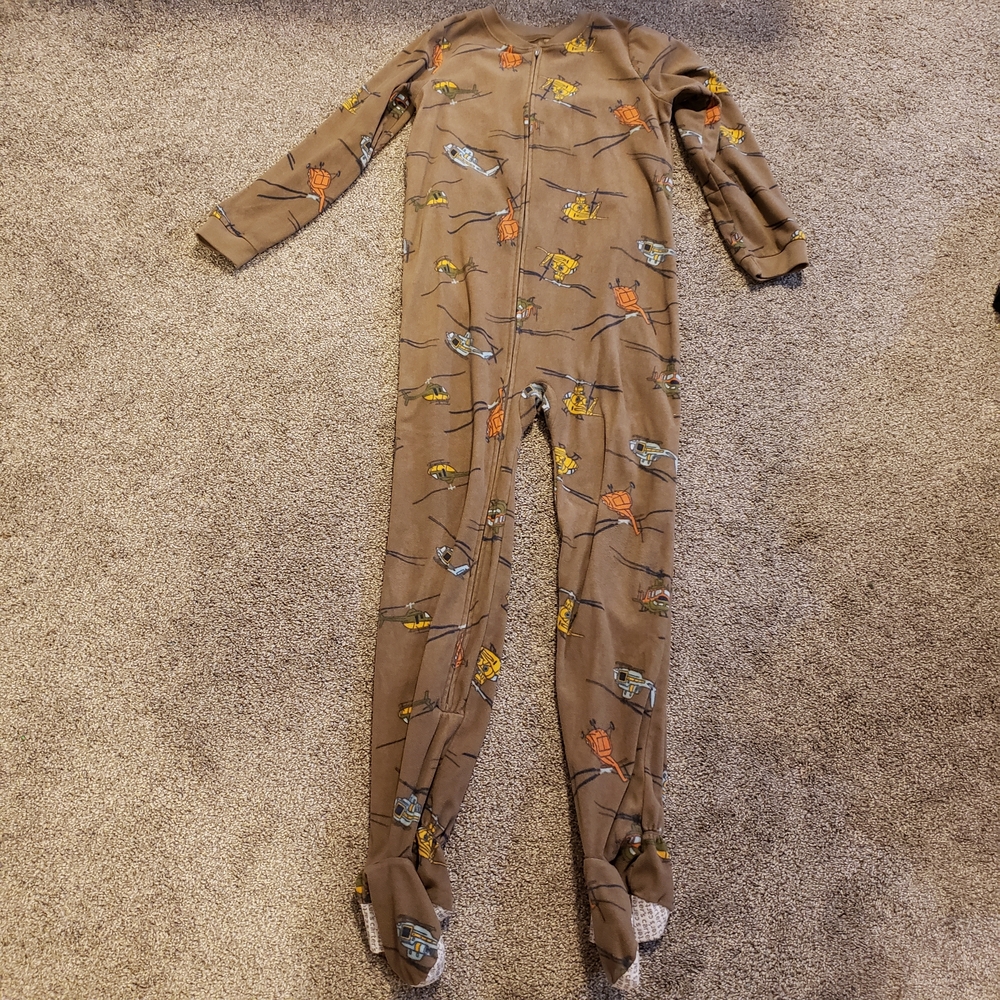 Brown Animal Print Footed Pajamas